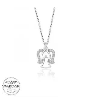 Swarovski Taşlı Gümüş Melek Bayan Kolye