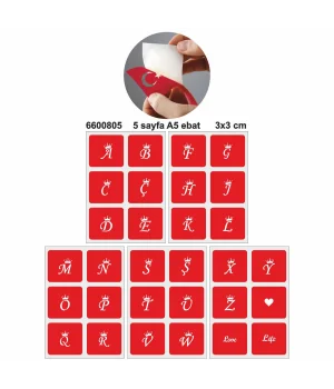 Taçlı Harf Şablon Set Dövme Deseni