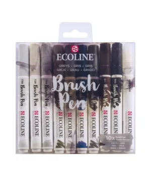Talens Ecoline Brush Pen Fırça Uçlu Kalem Seti 10 Renk GREYS COLOURS