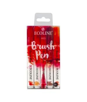 Talens Ecoline Brush Pen Fırça Uçlu Kalem Seti 5 Renk RED COLOURS