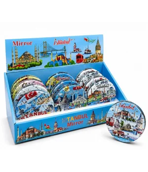 Taşlı İstanbul Temalı İnce El Aynası Alk5819