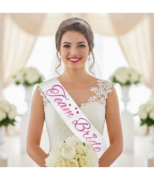 Team Bride Baskılı Varaklı Lüks Kuşak -Fuşya-