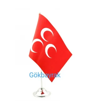 Tekli Kırmızı Üçhilal Masa Bayrağı