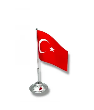 Tekli Krom Türk Bayrağı Takımı (22,5 cm)