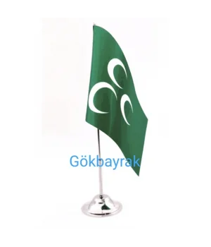Tekli Yeşil Üçhilal Masa Bayrağı