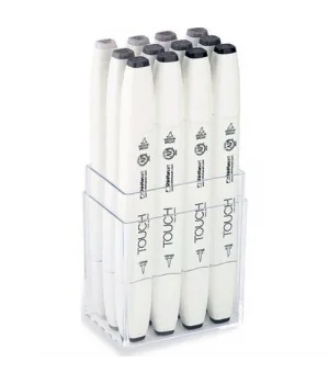 Touch Twin Brush Marker Fırça Uçlu Marker Seti 12 Renk SICAK GRİLER