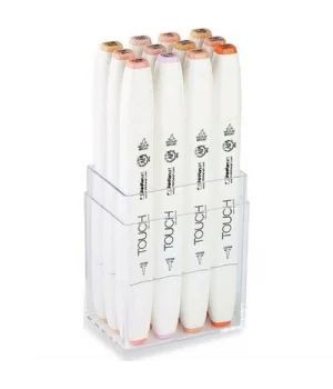 Touch Twin Brush Marker Fırça Uçlu Marker Seti 12 Renk TEN RENKLERİ