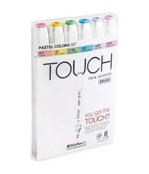 Touch Twin Brush Marker Fırça Uçlu Marker Seti 6 Renk PASTEL RENKLER