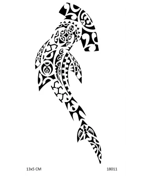 Tribal Çekiç Balığı Geçici Dövme Şablonu