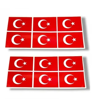 Türk Bayraklı Sticker 12li (6x9 cm)