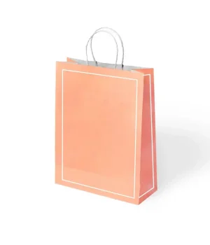 Turuncu Makaron Büküm Saplı Kraft Çanta 25x31cm