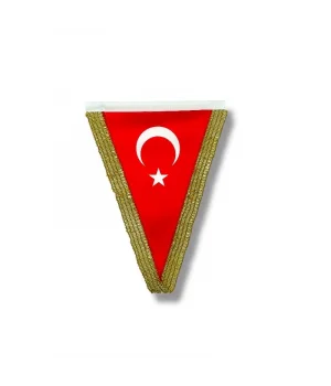 Üçgen Simli Türk Bayrağı 15x22,5 cm