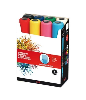 Uni Posca PC-17K 15.0 Su Bazlı Boyama Markörü Seti Ana Renkler 8 RENK