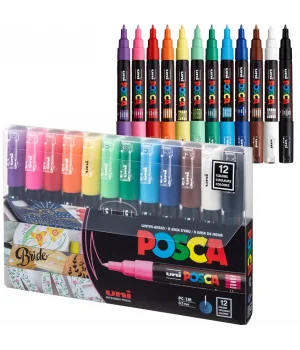 Uni Posca PC-1M 0.7 Su Bazlı Boyama Markörü Seti Pastel Renkler 12 RENK