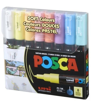 Uni Posca PC-1M 0.7 Su Bazlı Boyama Markörü Seti Pastel Renkler 8 RENK