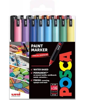 Uni Posca PC-1MR 0.7 Su Bazlı Boyama Markörü Seti 16 RENK