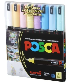 Uni Posca PC-1MR 0.7 Su Bazlı Boyama Markörü Seti Pastel Renkler 8 RENK