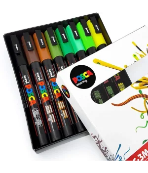 Uni Posca PC-3M 0.9-1.3 Su Bazlı Boyama Markörü Seti Toprak Renkleri 8 RENK
