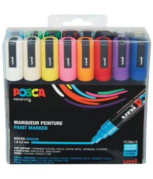 Uni Posca PC-5M 1.8-2.5 Su Bazlı Boyama Markörü Seti 16 RENK