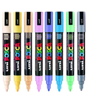Uni Posca PC-5M 1.8-2.5 Su Bazlı Boyama Markörü Seti Çiçek Renkleri 8 RENK