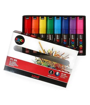 Uni Posca PC-8K 8.0 Su Bazlı Boyama Markörü Seti Ana Renkler 8 RENK