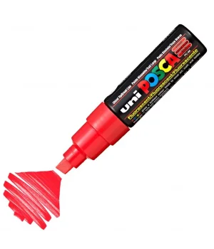 Uni Posca PC-8K Boyama Markörü 8 mm. Kesik Uç FLORESAN KIRMIZI