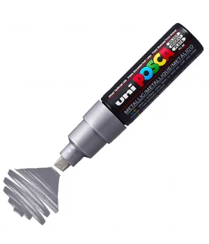 Uni Posca PC-8K Boyama Markörü 8 mm. Kesik Uç METALİK GÜMÜŞ