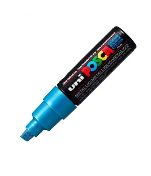 Uni Posca PC-8K Boyama Markörü 8 mm. Kesik Uç METALİK MAVİ