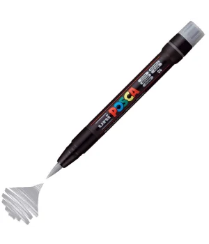 Uni Posca PCF-350 Boyama Markörü 1-10 mm. Fırça Uç METALİK GÜMÜŞ