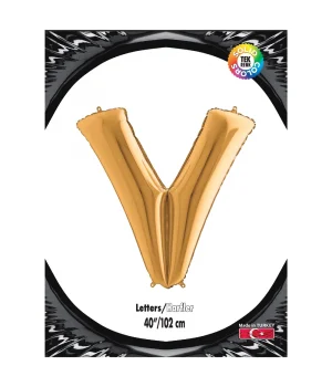 V Harf Altın Folyo Balon 40