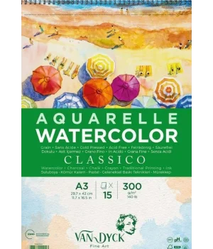 Van Dyck Classico Cold Pres Spiralli Sulu Boya Defteri Blok 300 gr. A3 15 yaprak