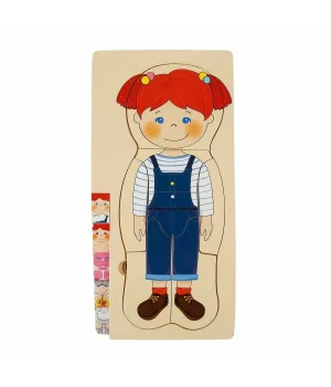 Woody Oyna Öğren Katmanlı İnsan Vücudu Ahşap Puzzle 4 x 7 Parça