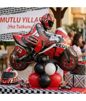 Yarış Motosikleti Şekilli Folyo Balon