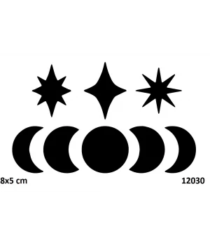 Yıldızlı Aylar Geçici Dövme Şablonu