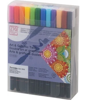 Zig Art & Graphic Twin Marker Brush Pen Çift Uçlu Çizim Kalemi Seti 48 Renk