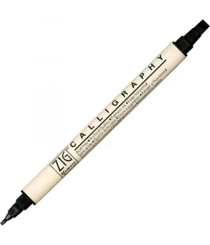 Zig Calligraphy Çift Uçlu Kaligrafi Kalemi 2 mm. + 5 mm. 010 Pure Black