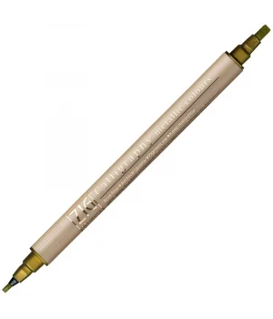 Zig Çift Uçlu Yaldızlı Kaligrafi Kalemi 2 mm. + 3.5 mm. 101 Metallic Gold