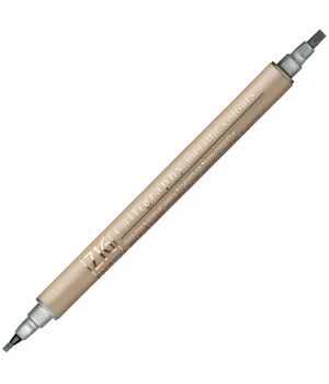 Zig Çift Uçlu Yaldızlı Kaligrafi Kalemi 2 mm. + 3.5 mm. 102 Metallic Silver