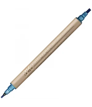 Zig Çift Uçlu Yaldızlı Kaligrafi Kalemi 2 mm. + 3.5 mm. 125 Metallic Blue
