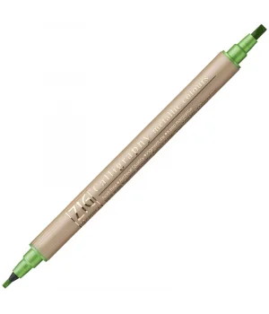 Zig Çift Uçlu Yaldızlı Kaligrafi Kalemi 2 mm. + 3.5 mm. 128 Metallic Light Green