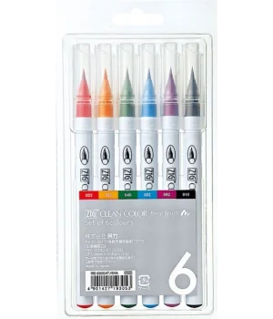 Zig Clean Color Real Brush Fırça Uçlu Marker Kalem Seti 6 Renk
