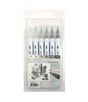 Zig Clean Color Real Brush Fırça Uçlu Marker Kalem Seti 6 Renk COOL GRAY COLORS