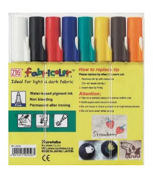 Zig Fabricolor Örtücü Kumaş Tekstil Boyama Kalemi Seti 8 Renk