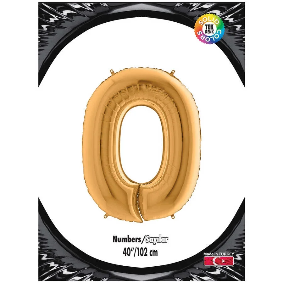 0 Rakam Altın Folyo Balon 40"