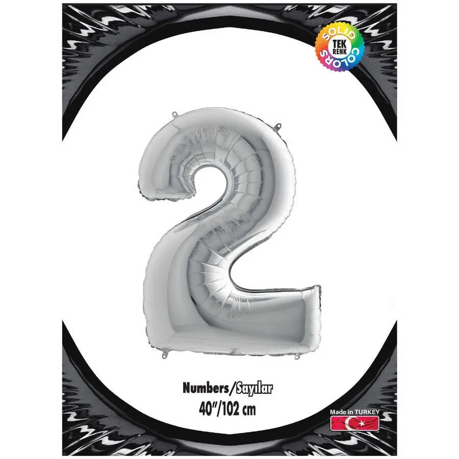 2 Rakam Gümüş Folyo Balon 40"