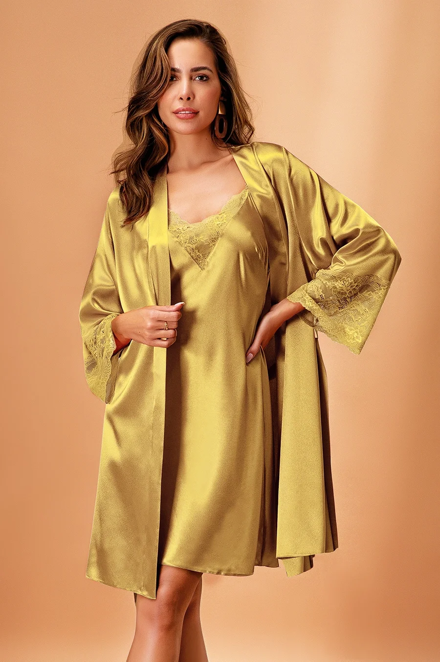 Nurteks 5336 – Saten Kimono Takım – Yeşil