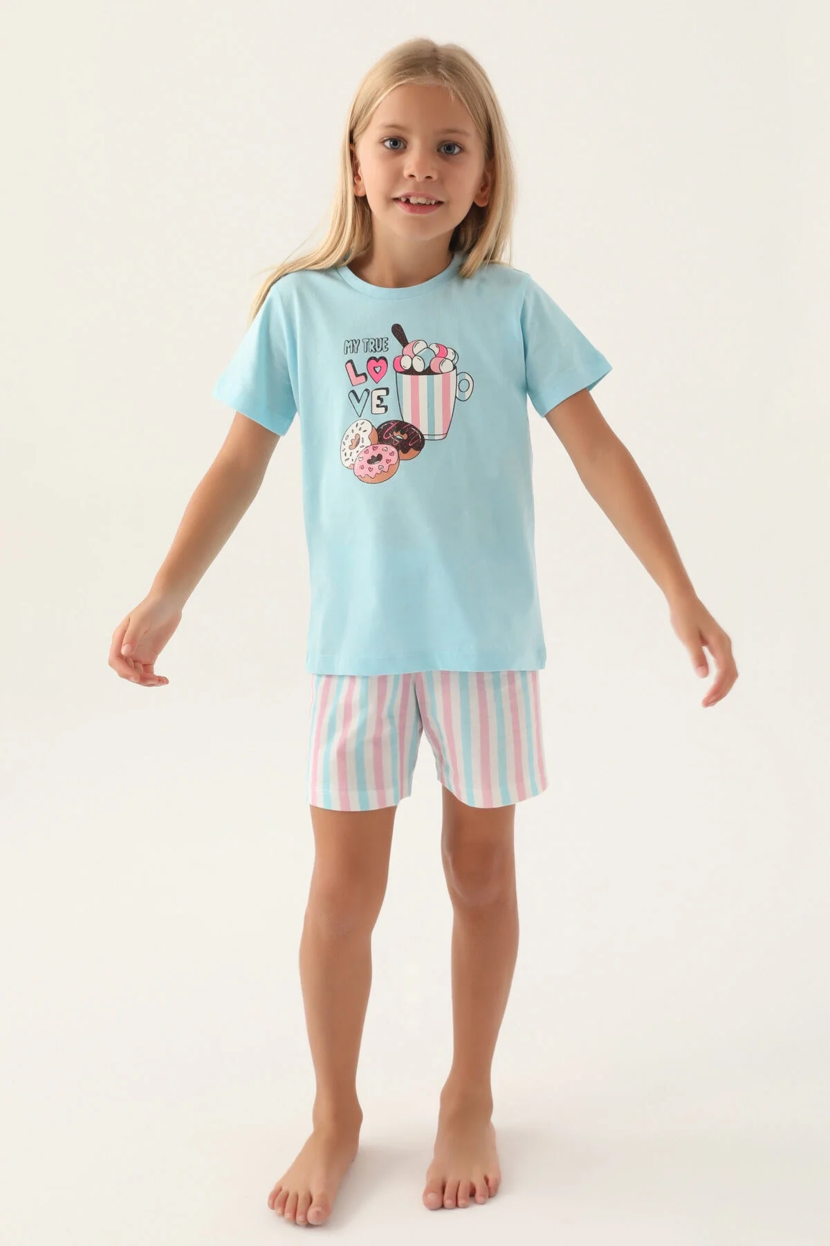 Arnetta Kız Çocuk Mavi Şort Takım