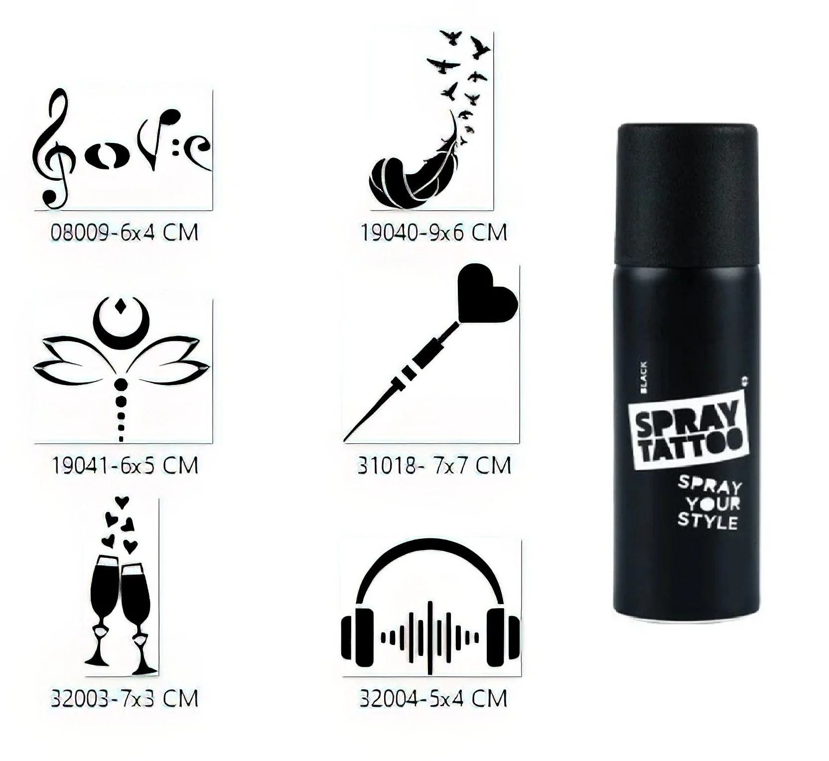 Aşk Ve Kuşlar Sprey Dövme Seti Spray Tatto