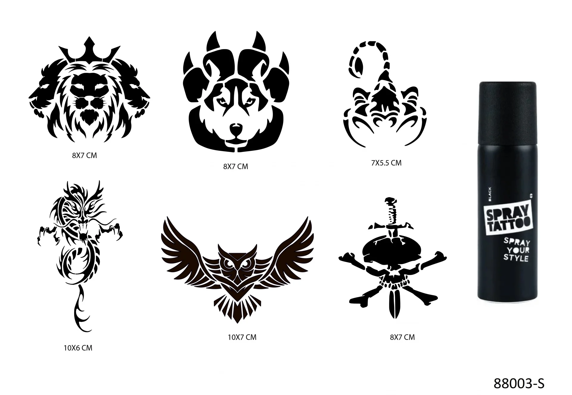 Aslan Ve Ejderha Geçici Sprey Dövme Seti Spray Tatto
