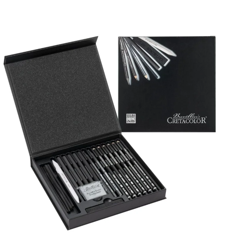 Cretacolor Black Box Premium Karakalem Eskiz Çizim Seti Hediyelik Kutu 20 Parça